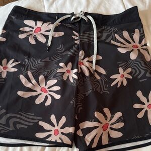 Quiksilver Black and Pink Floral Boardshorts